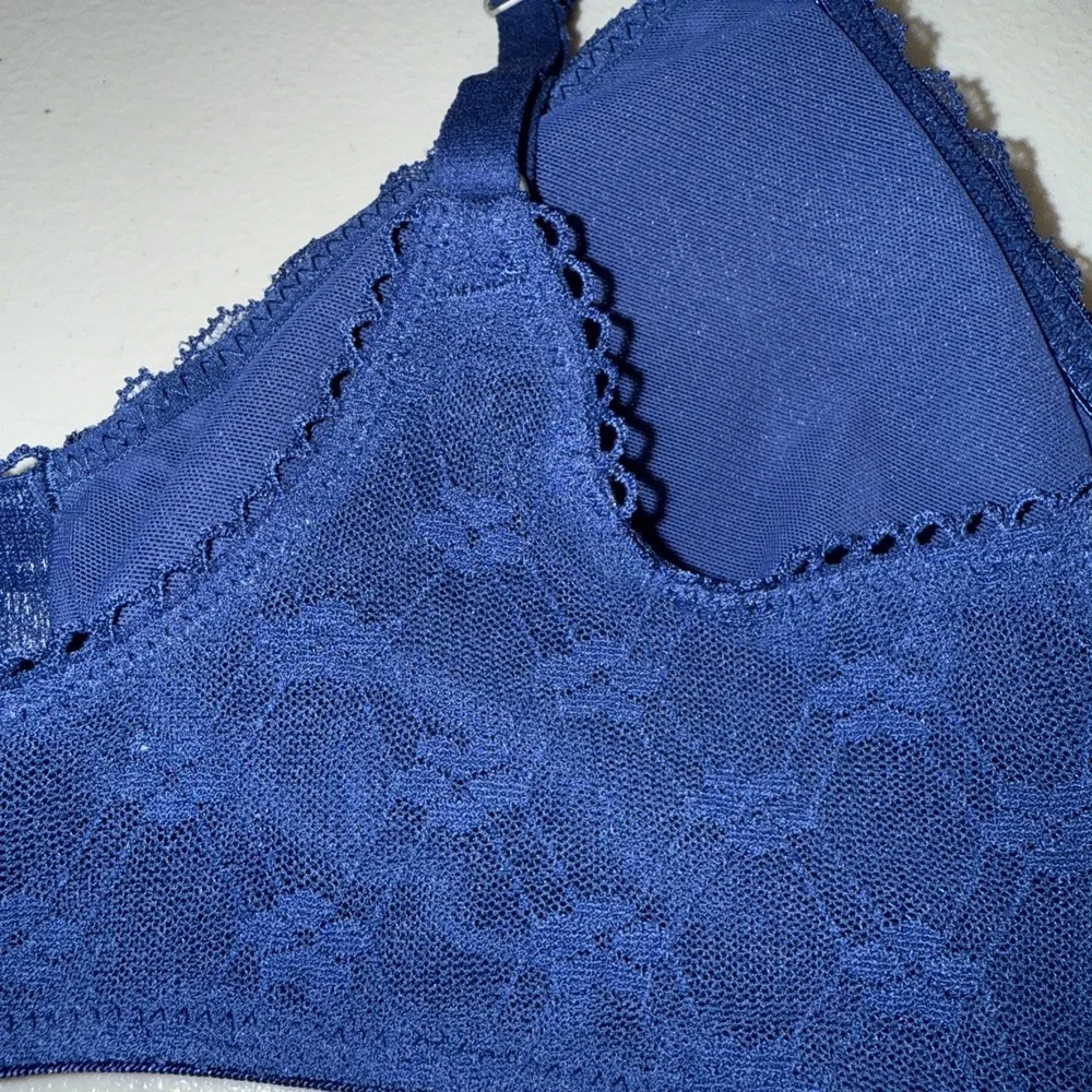 No Boundaries Triangle Lace Bralette Small Navy‎ Blue